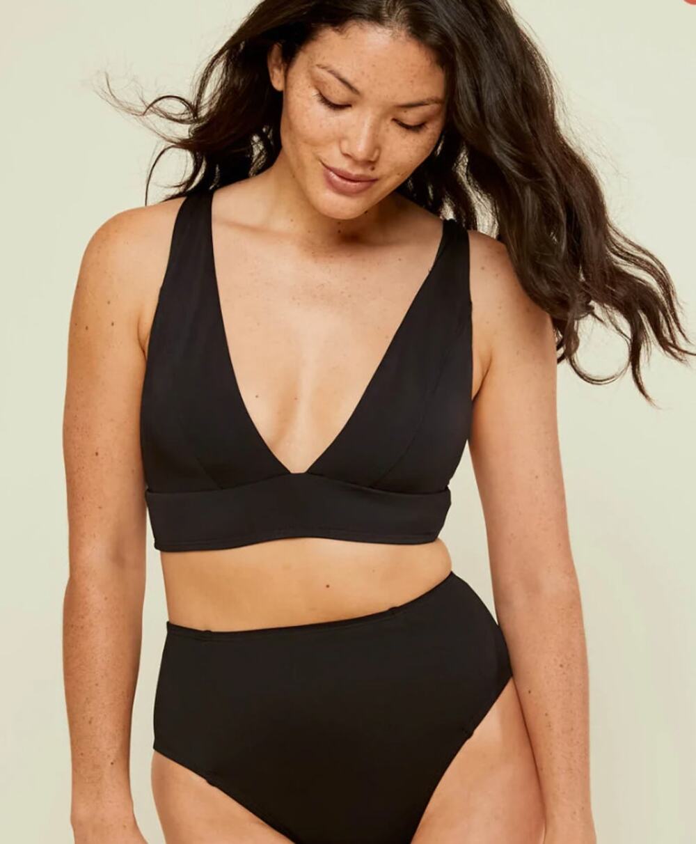 ANDIE SWIM Women's Belize Bikini Top Medium Black Plunge V Neck Swimwear NWT